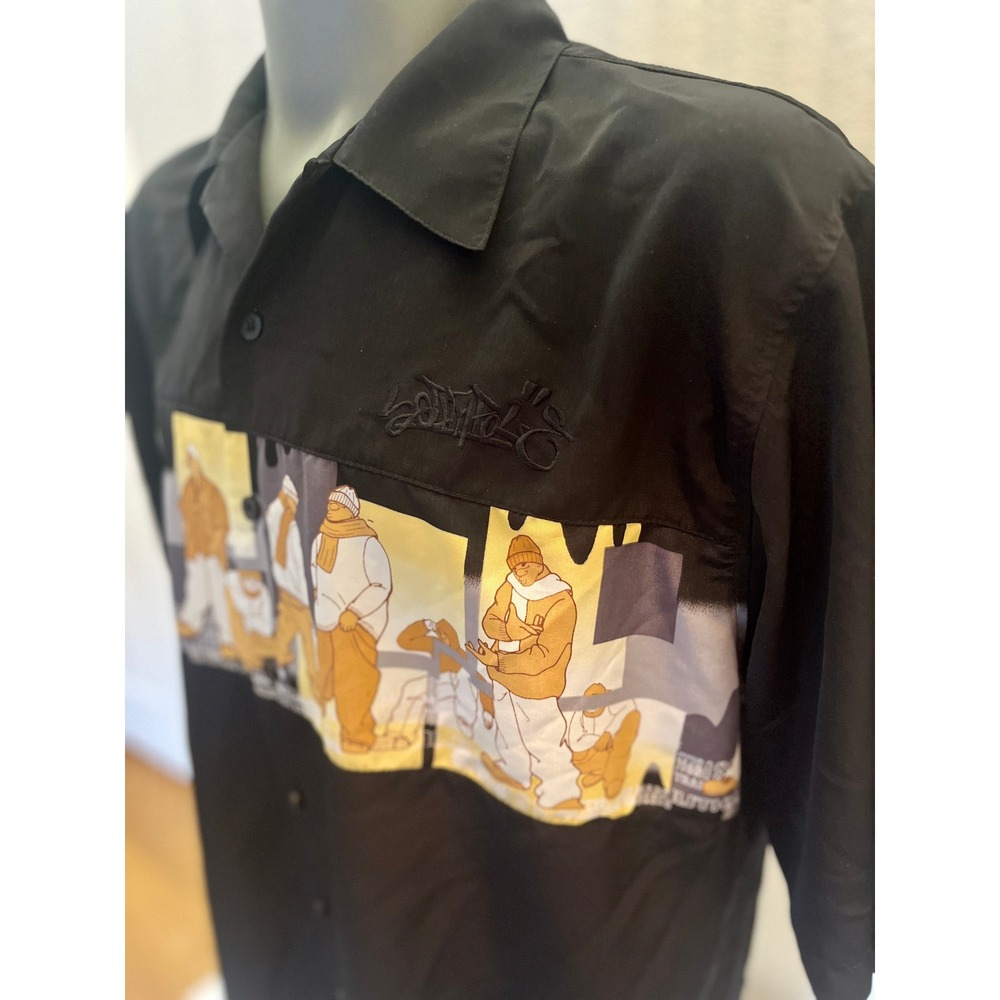 Southpole Button Down Shirt Mens Large Black Excellent Y2K Streetwear Graphic